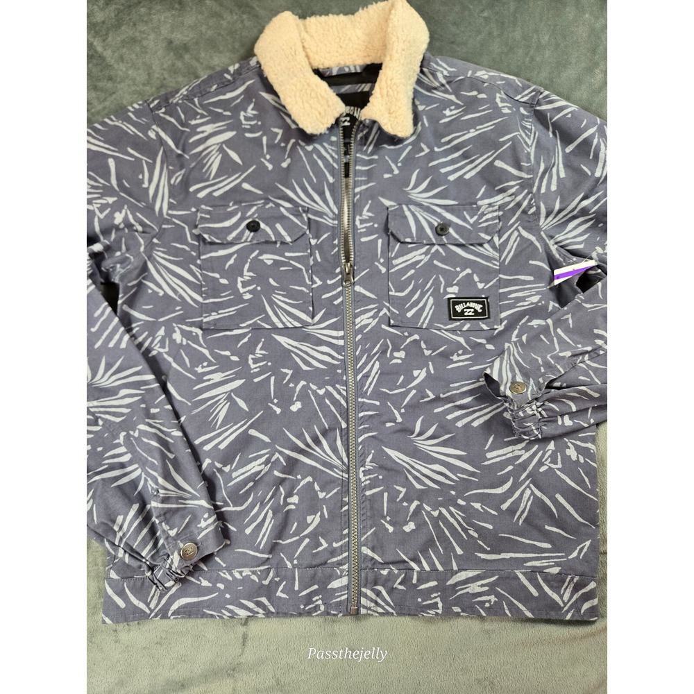 Billabong Jacket Men Small Fleece Collar Work Overshirt Chore‎ Full Zip Xander